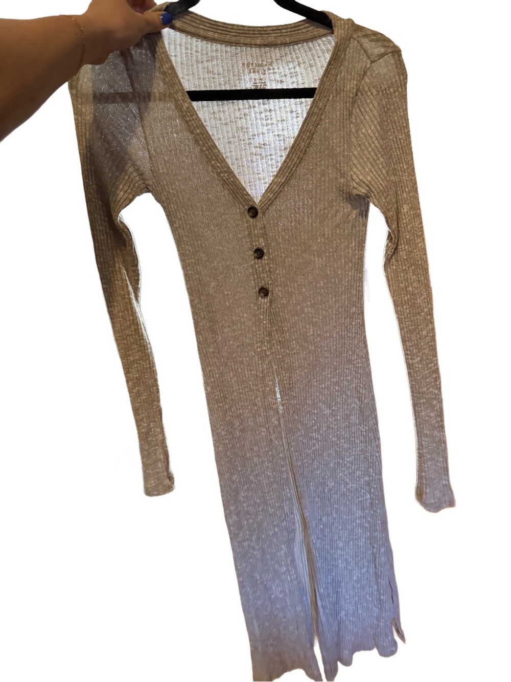 Ribbed Long Sleeve Button Front Knit sweater